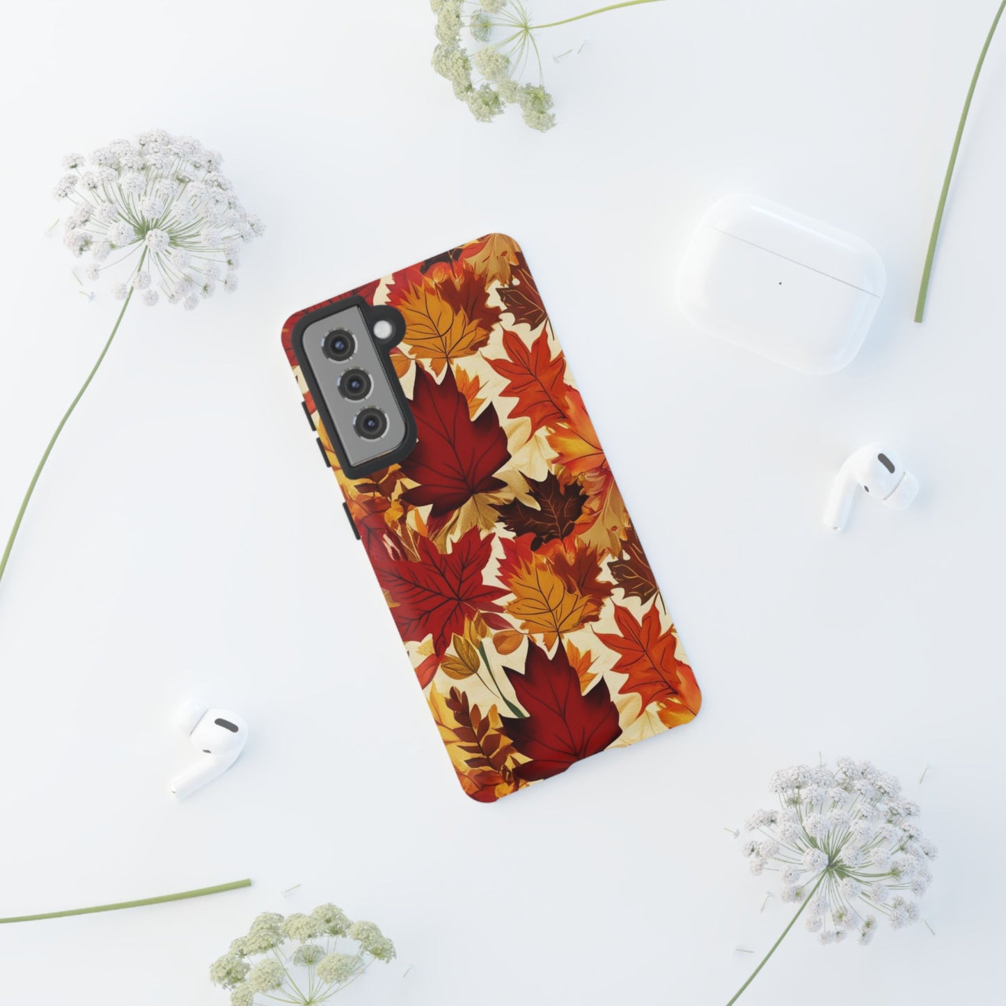 Phone Case, Autumn Leaves Tough Phone Cover, Protective Fall Leaf Colors Case, Rugged Smartphone Shell, Impact Resistant Cover, Protective
