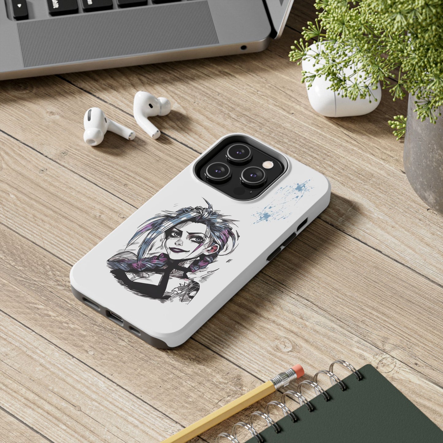 Jinx Inspired iPhone Tough Phone Cases - League of Legends Arcane TV Series, Unique Style & Strength Durable Phone Cover, Protective Phone