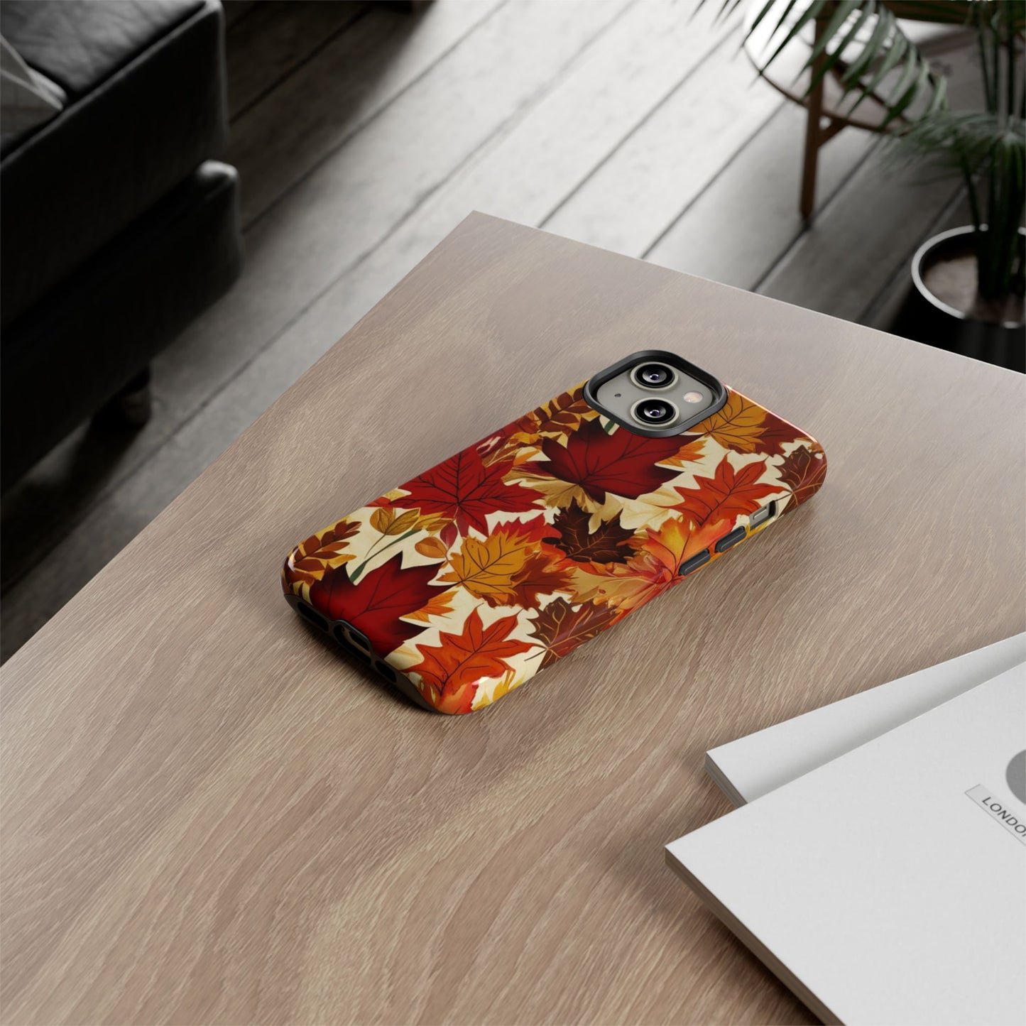 Phone Case, Autumn Leaves Tough Phone Cover, Protective Fall Leaf Colors Case, Rugged Smartphone Shell, Impact Resistant Cover, Protective