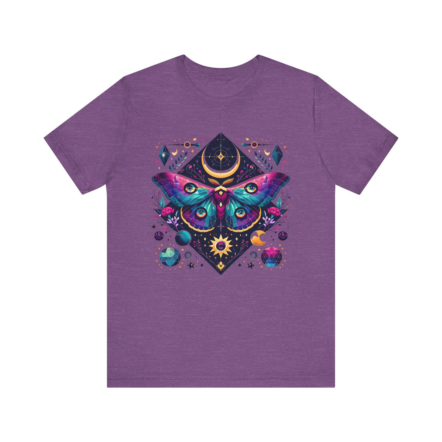 Colorful Luna Moth T-Shirt, Unisex Tee, Short Sleeve Shirt, Nature Lover Gift, Butterfly Print Shirt