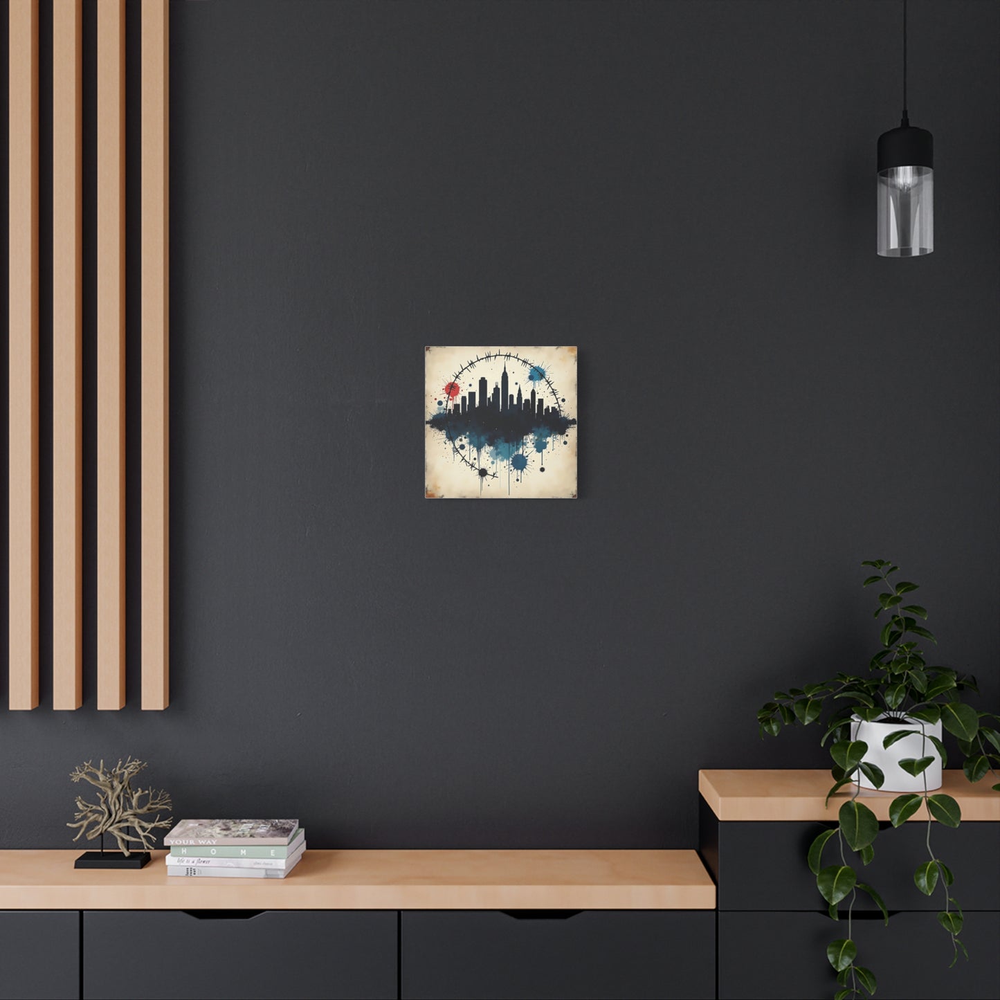 Canvas Wall Art, Cityscape Grunge Collage Print, Urban Home Decor, Industrial Rustic Apartment Decoration, Modern Artwork for Living Room,