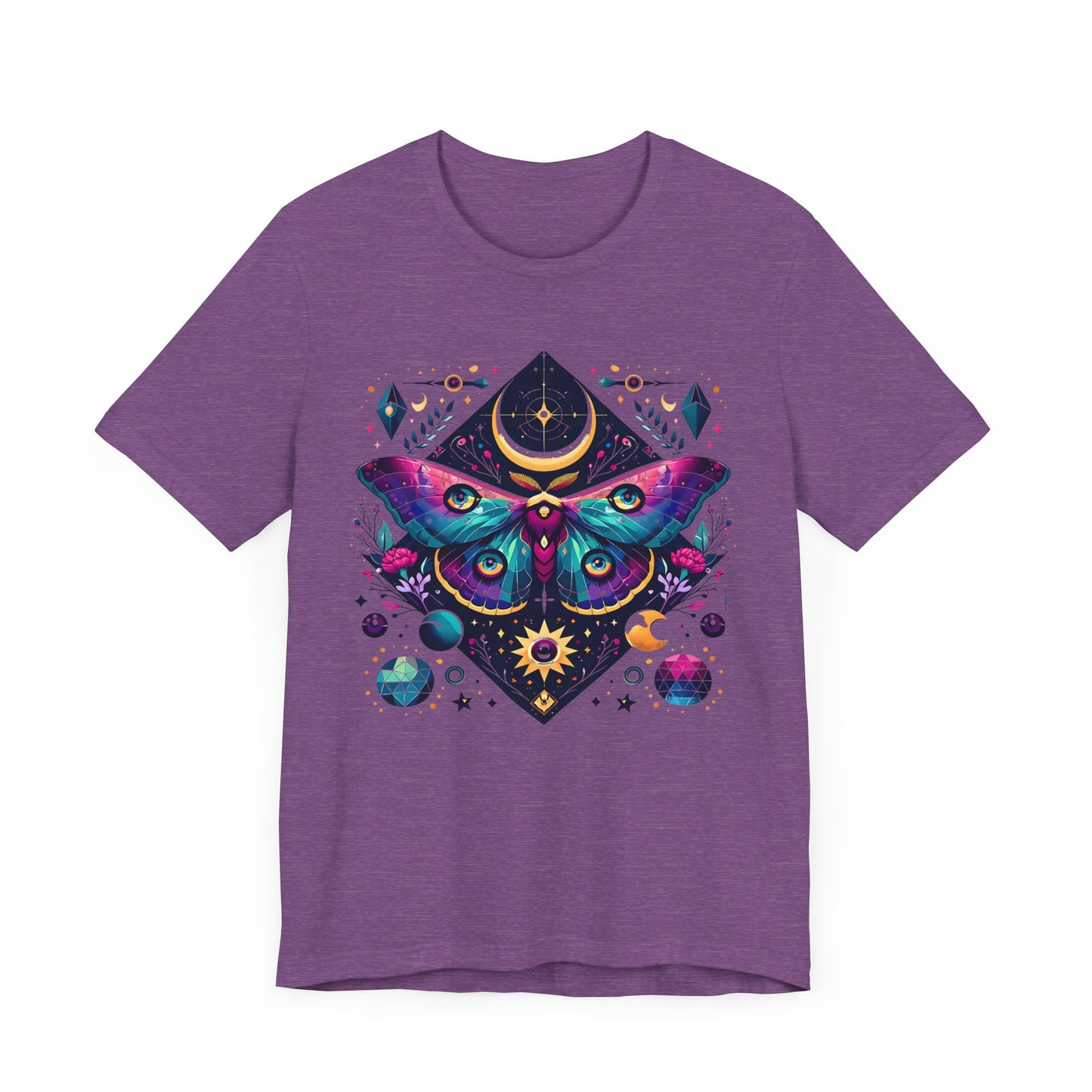 Colorful Luna Moth T-Shirt, Unisex Tee, Short Sleeve Shirt, Nature Lover Gift, Butterfly Print Shirt