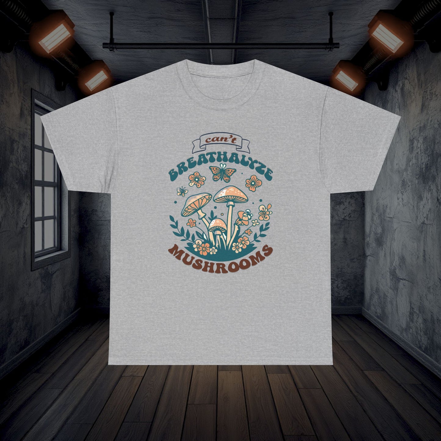 Can't Breathalyze Mushrooms Tee Shirt, Unisex Cotton Tshirt, Fungi Lover Gift, Funny Mycology Shirt, Mushroom Apparel, Botanical Clothing