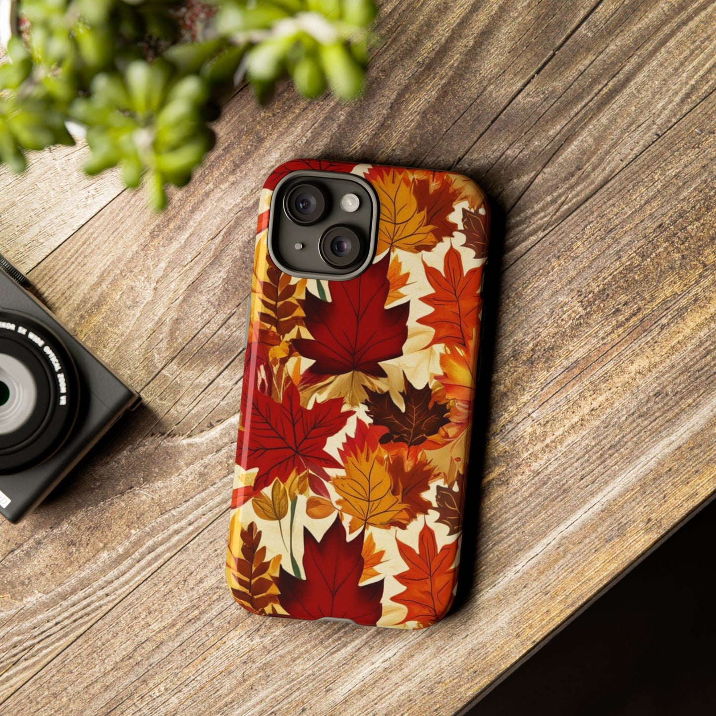 Phone Case, Autumn Leaves Tough Phone Cover, Protective Fall Leaf Colors Case, Rugged Smartphone Shell, Impact Resistant Cover, Protective