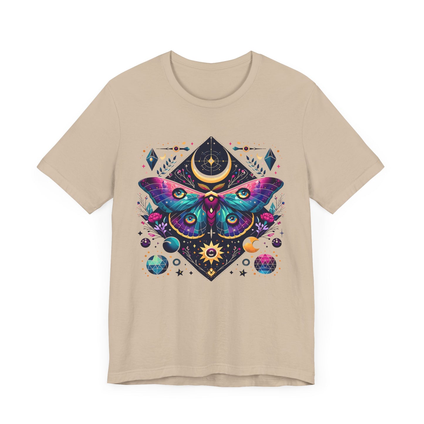 Colorful Luna Moth T-Shirt, Unisex Tee, Short Sleeve Shirt, Nature Lover Gift, Butterfly Print Shirt