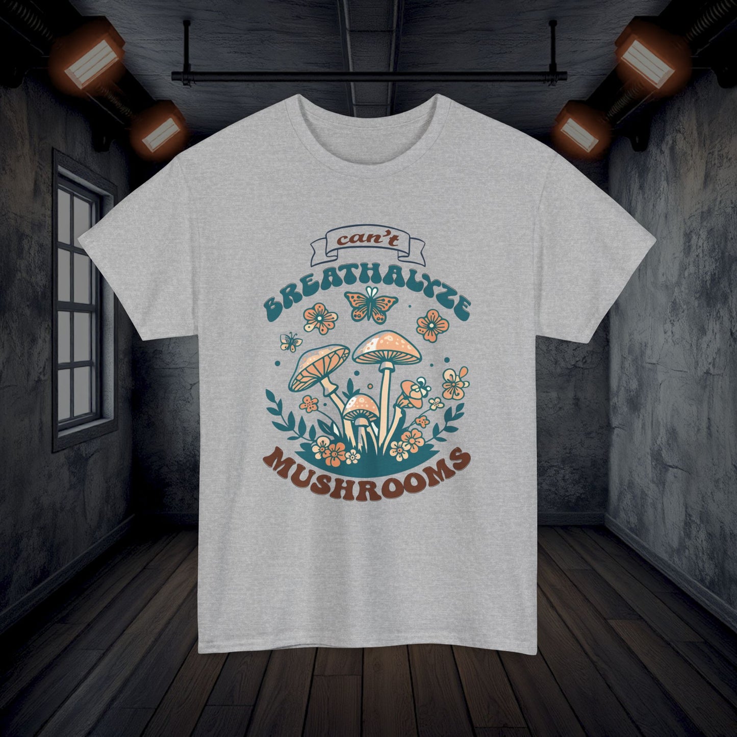 Can't Breathalyze Mushrooms Tee Shirt, Unisex Cotton Tshirt, Fungi Lover Gift, Funny Mycology Shirt, Mushroom Apparel, Botanical Clothing