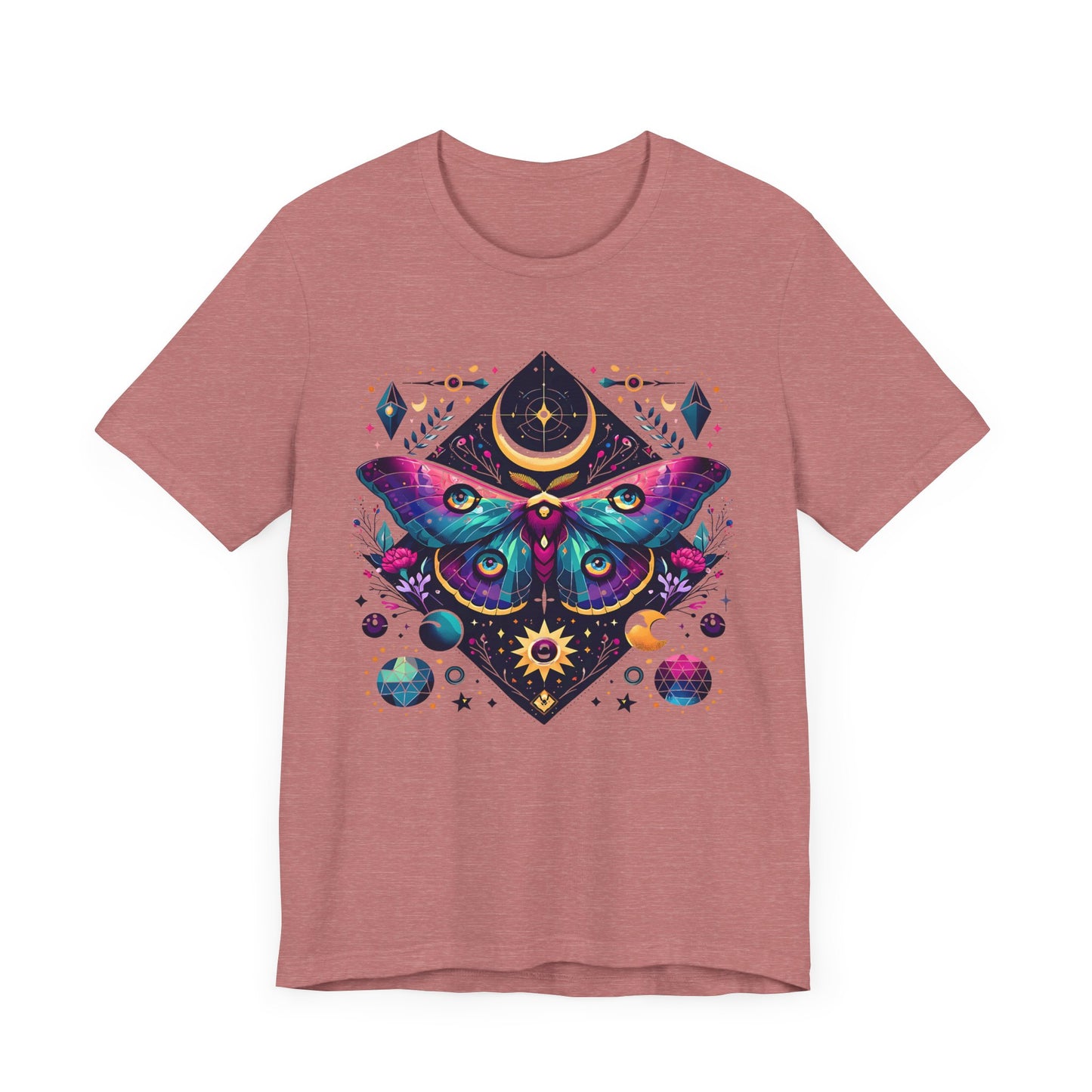 Colorful Luna Moth T-Shirt, Unisex Tee, Short Sleeve Shirt, Nature Lover Gift, Butterfly Print Shirt
