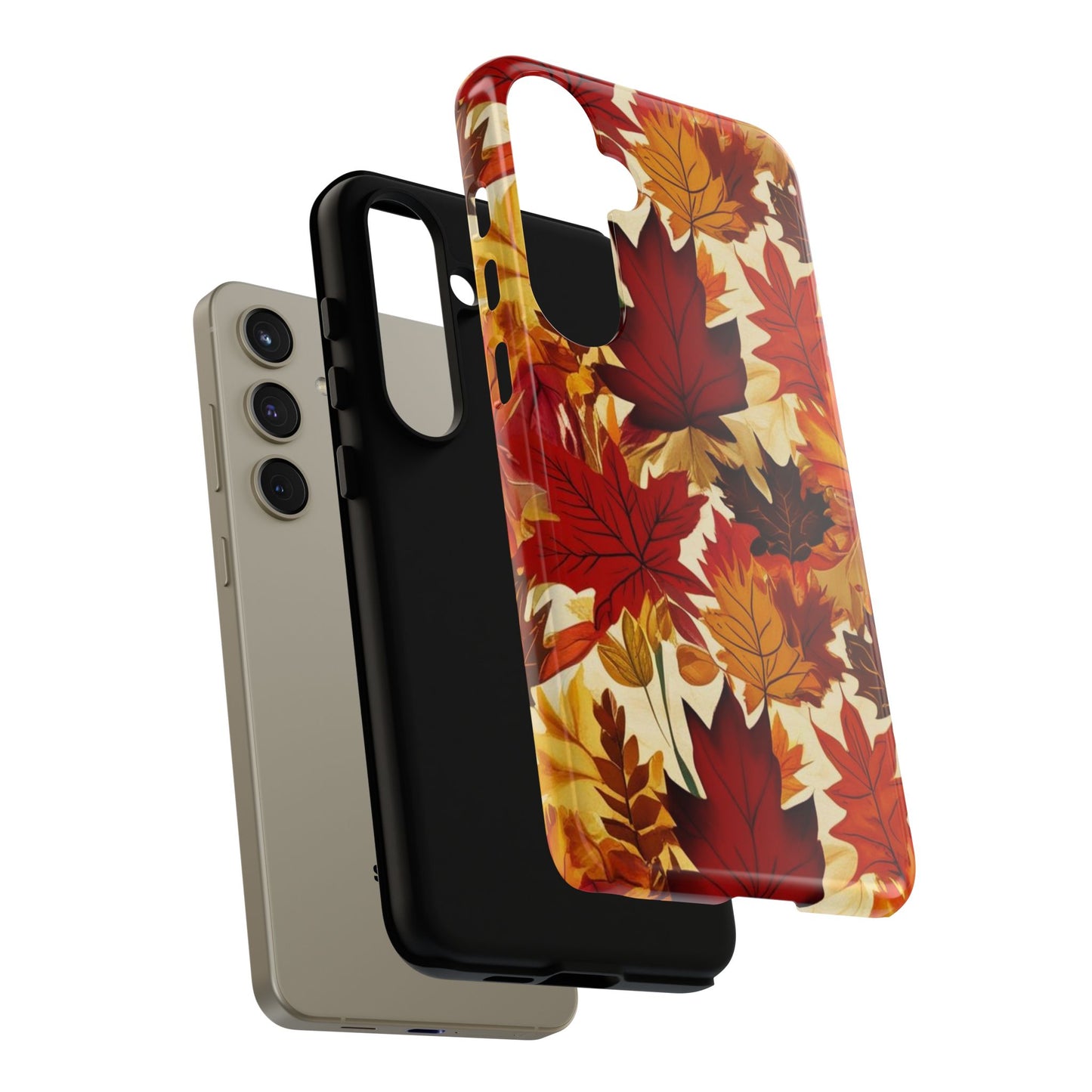 Phone Case, Autumn Leaves Tough Phone Cover, Protective Fall Leaf Colors Case, Rugged Smartphone Shell, Impact Resistant Cover, Protective