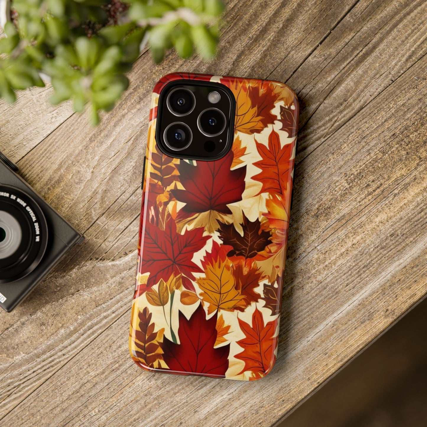 Phone Case, Autumn Leaves Tough Phone Cover, Protective Fall Leaf Colors Case, Rugged Smartphone Shell, Impact Resistant Cover, Protective