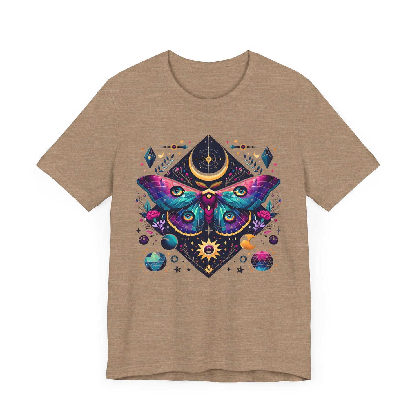 Colorful Luna Moth T-Shirt, Unisex Tee, Short Sleeve Shirt, Nature Lover Gift, Butterfly Print Shirt