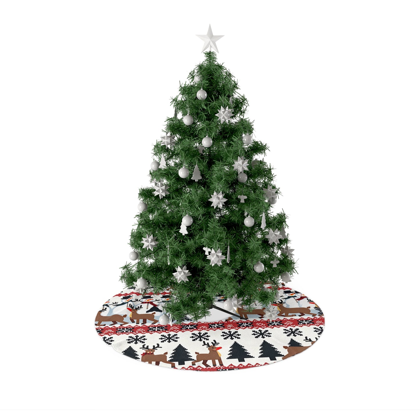 Christmas Tree Skirt, Holiday Pixel Design Xmas Tree Skirt, Festive Decor for Home, Christmas Tree Skirt Decorations, Seasonal Tree Skirt,