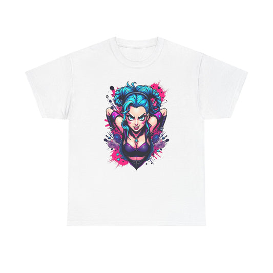 League of Legends Inspired Tee, Jinx Ready to Paint the Town Blue Graphic Shirt, Fun Gift for Gamers and Arcane Fans