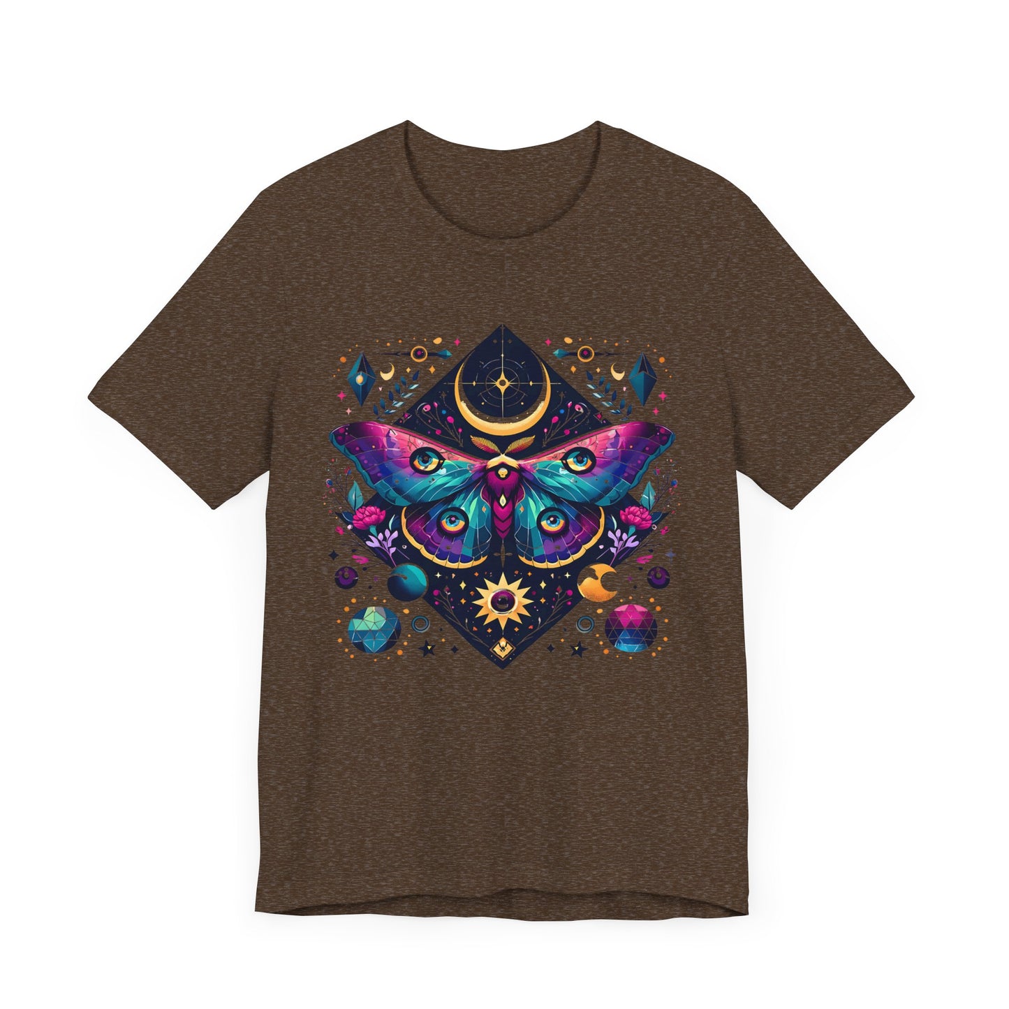 Colorful Luna Moth T-Shirt, Unisex Tee, Short Sleeve Shirt, Nature Lover Gift, Butterfly Print Shirt