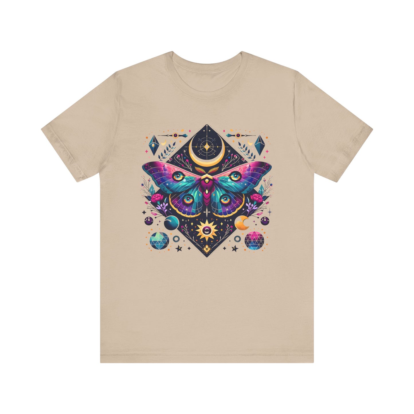 Colorful Luna Moth T-Shirt, Unisex Tee, Short Sleeve Shirt, Nature Lover Gift, Butterfly Print Shirt