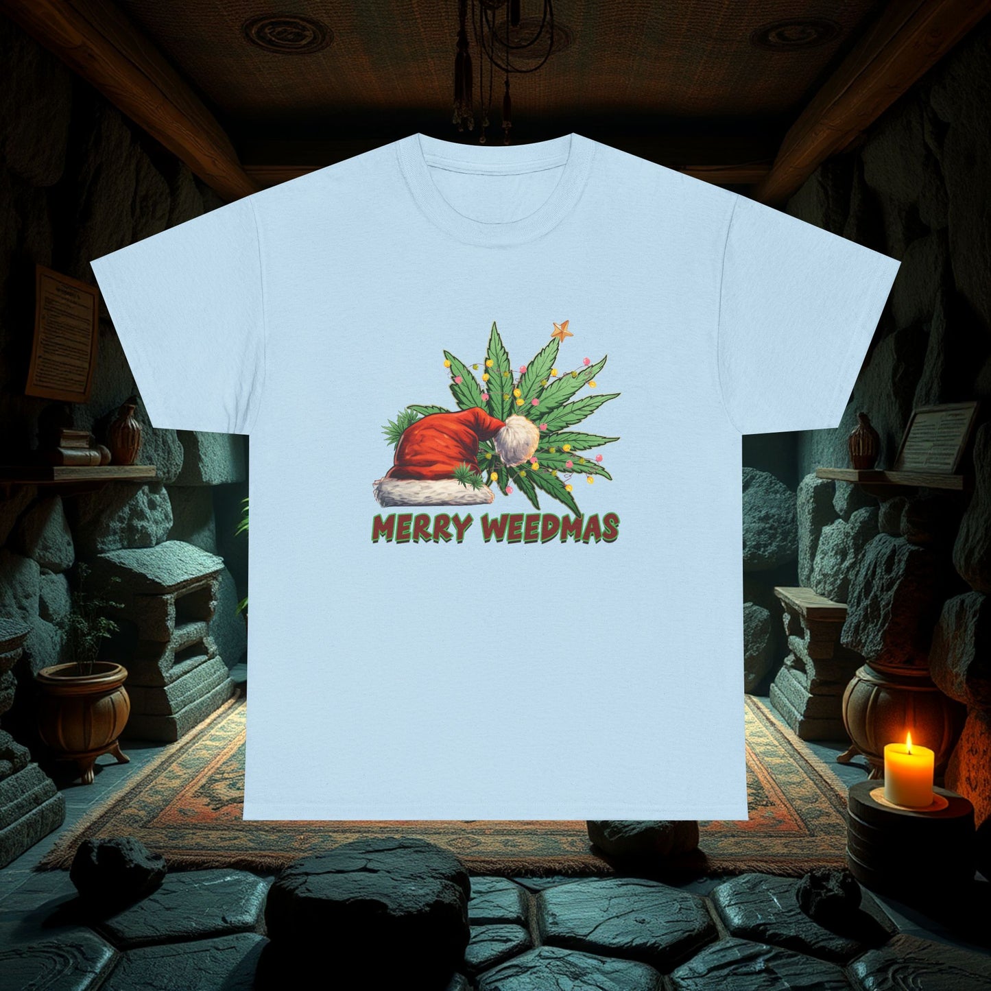 Merry Weedmas Christmas T-Shirt, Unisex Tee, Holiday Stoner Shirt, Funny Cannabis Gift, Weed Lover Apparel