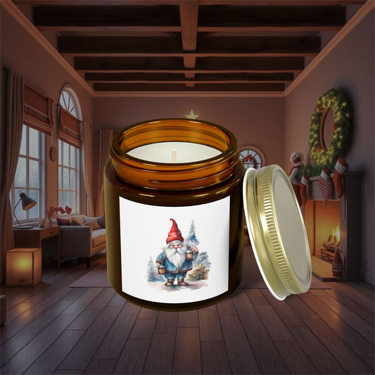 Christmas Gnome Winter Fairy Tale Scented Candles, Coconut Apricot Wax (4oz, 9oz) - Cozy Holiday Home Decor, Relaxing Hygge Candle, Winter