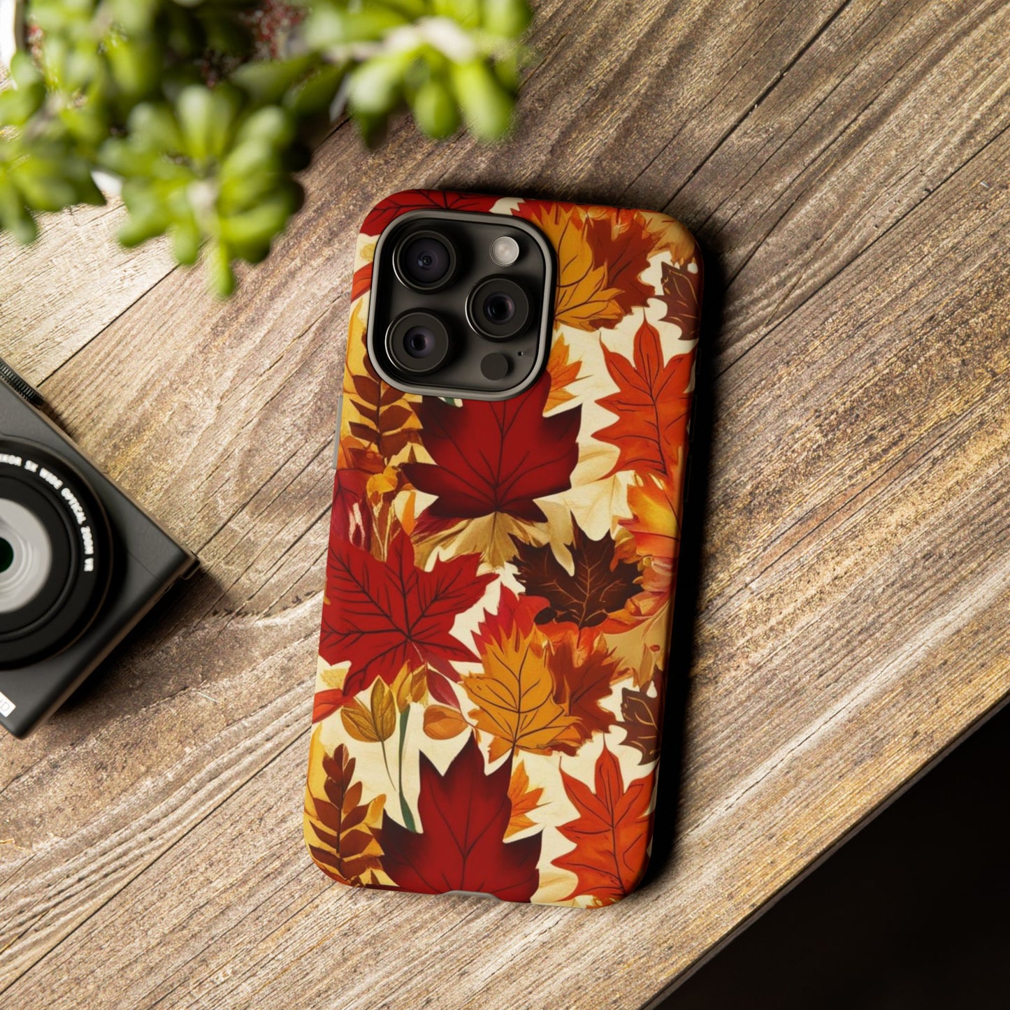 Phone Case, Autumn Leaves Tough Phone Cover, Protective Fall Leaf Colors Case, Rugged Smartphone Shell, Impact Resistant Cover, Protective