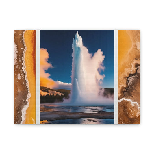 Canvas Art, Yellow Stone Geyser, Matte Print, Stretched Wall Decor, Nature Lover Gift, Home Office Decoration