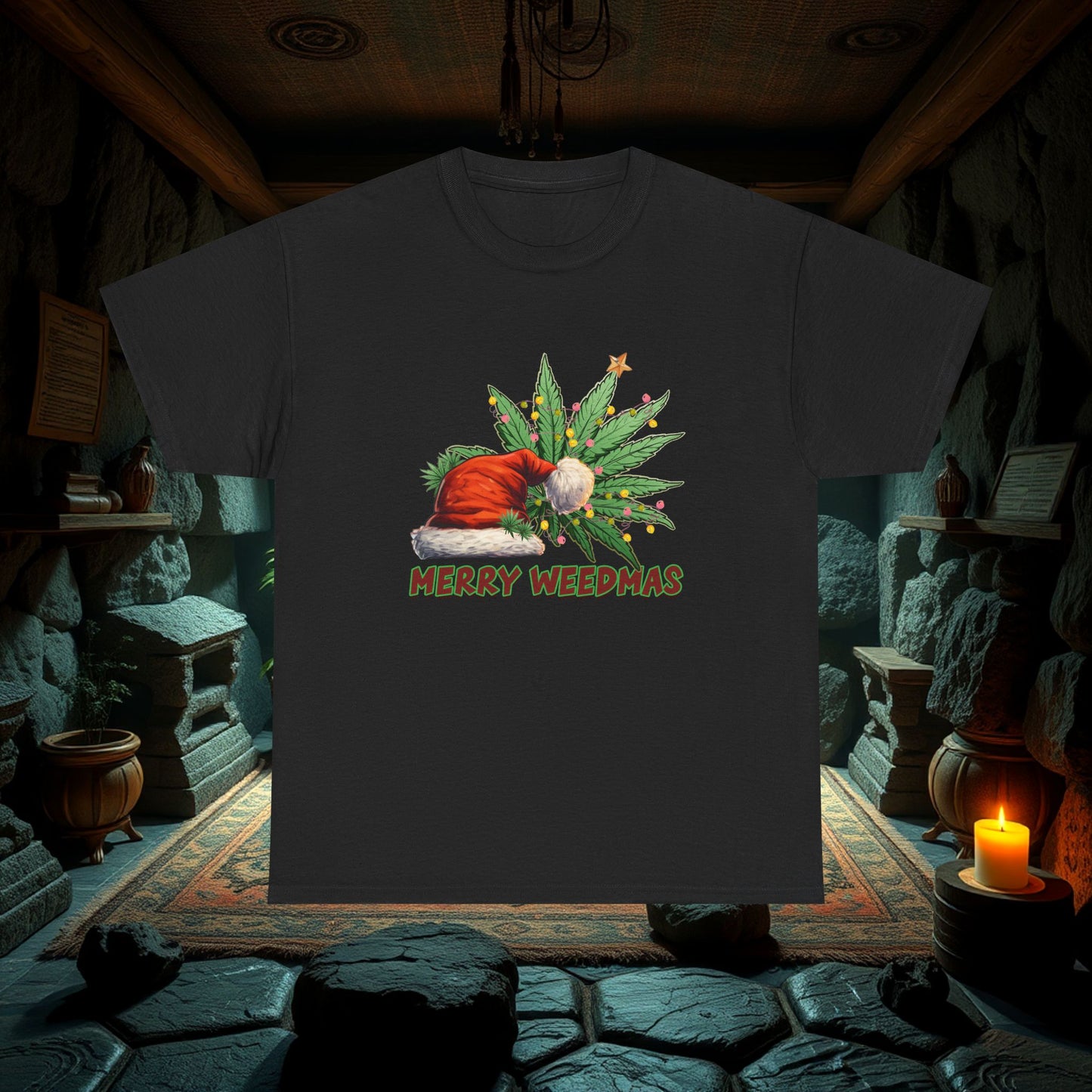 Merry Weedmas Christmas T-Shirt, Unisex Tee, Holiday Stoner Shirt, Funny Cannabis Gift, Weed Lover Apparel