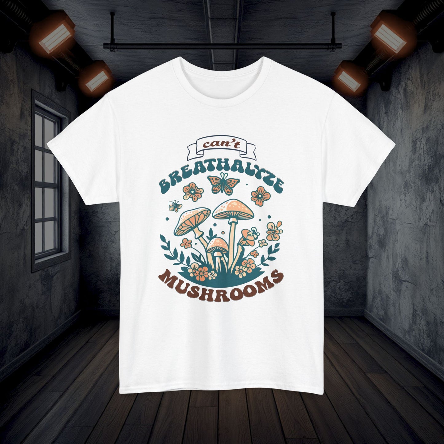 Can't Breathalyze Mushrooms Tee Shirt, Unisex Cotton Tshirt, Fungi Lover Gift, Funny Mycology Shirt, Mushroom Apparel, Botanical Clothing
