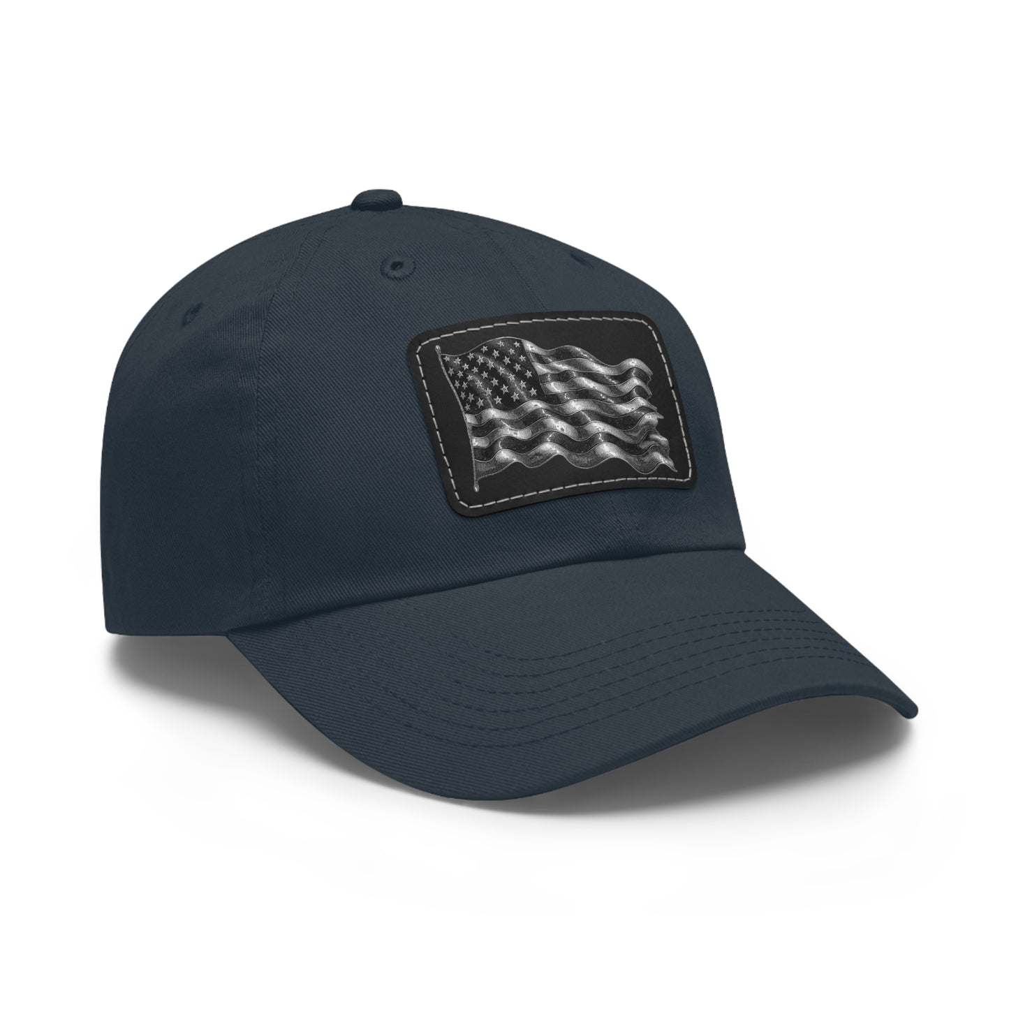 American Flag Dad Hat with Leather Patch (Rectangle)