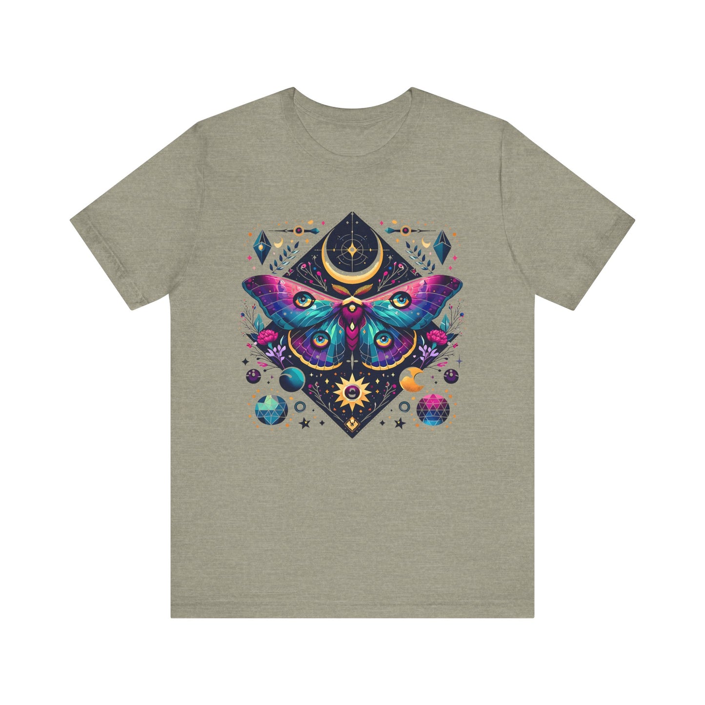 Colorful Luna Moth T-Shirt, Unisex Tee, Short Sleeve Shirt, Nature Lover Gift, Butterfly Print Shirt