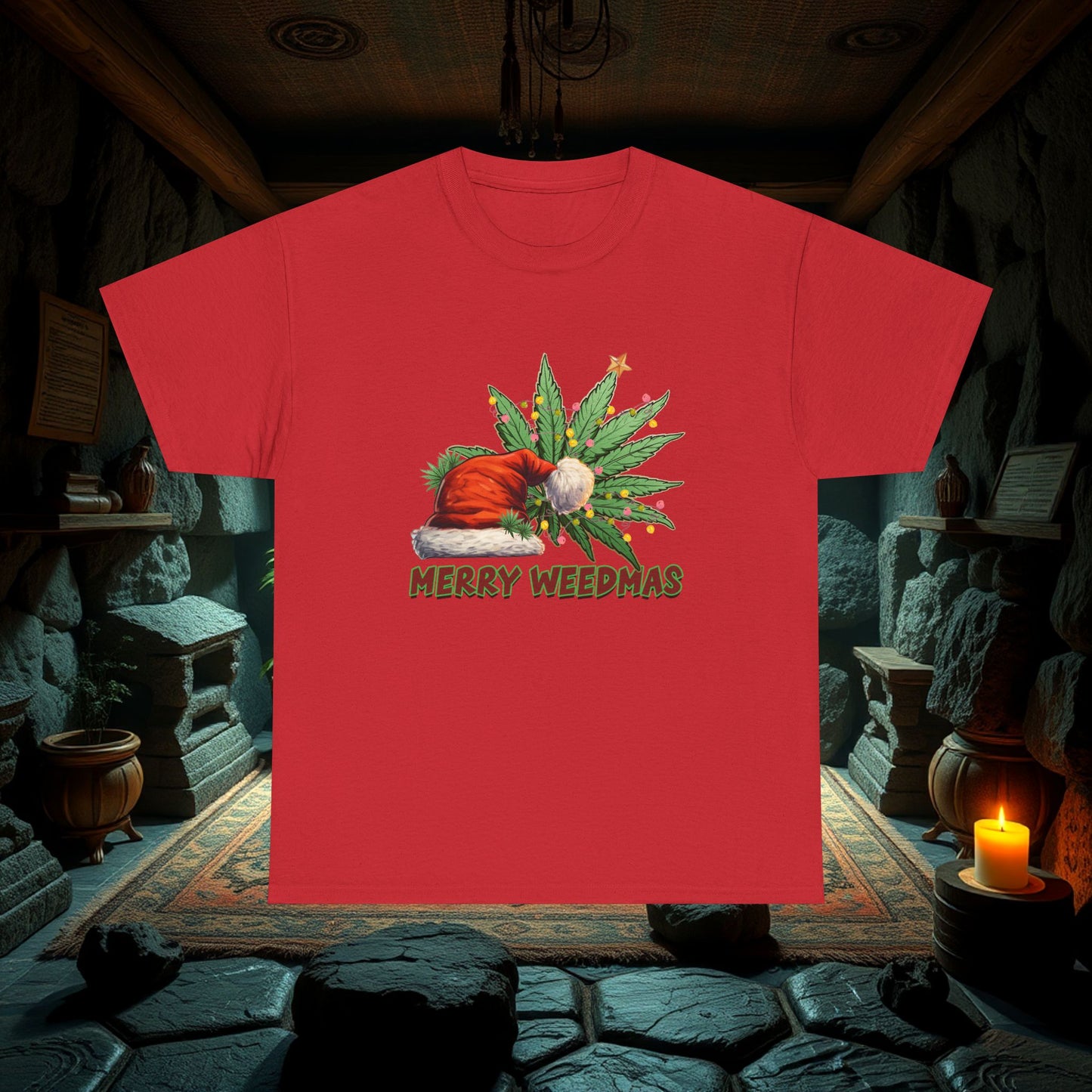 Merry Weedmas Christmas T-Shirt, Unisex Tee, Holiday Stoner Shirt, Funny Cannabis Gift, Weed Lover Apparel