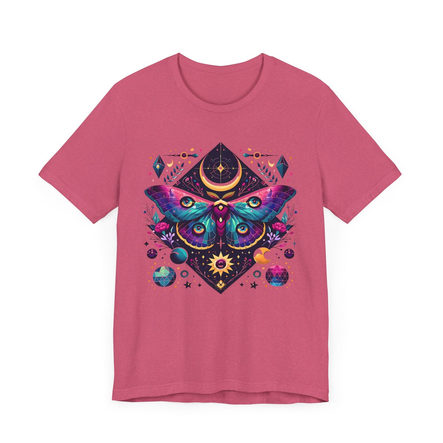 Colorful Luna Moth T-Shirt, Unisex Tee, Short Sleeve Shirt, Nature Lover Gift, Butterfly Print Shirt