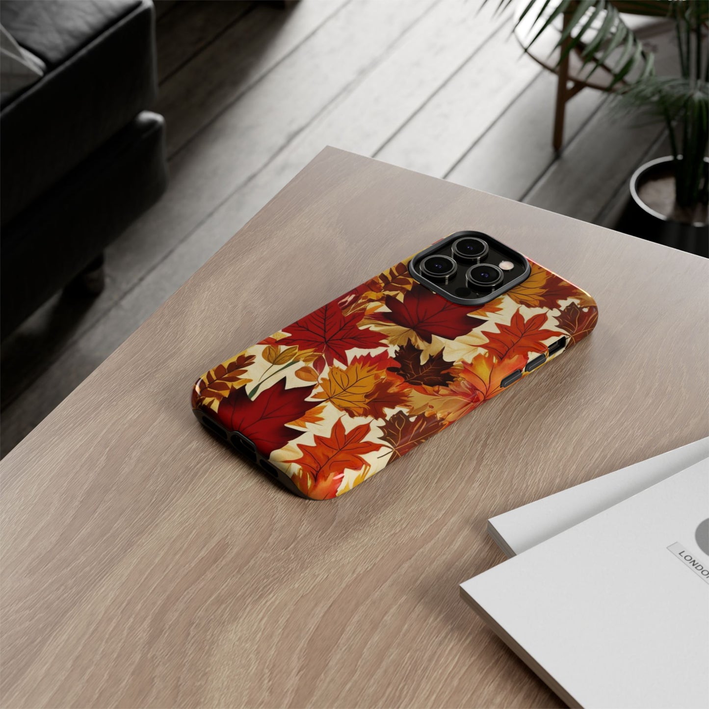 Phone Case, Autumn Leaves Tough Phone Cover, Protective Fall Leaf Colors Case, Rugged Smartphone Shell, Impact Resistant Cover, Protective