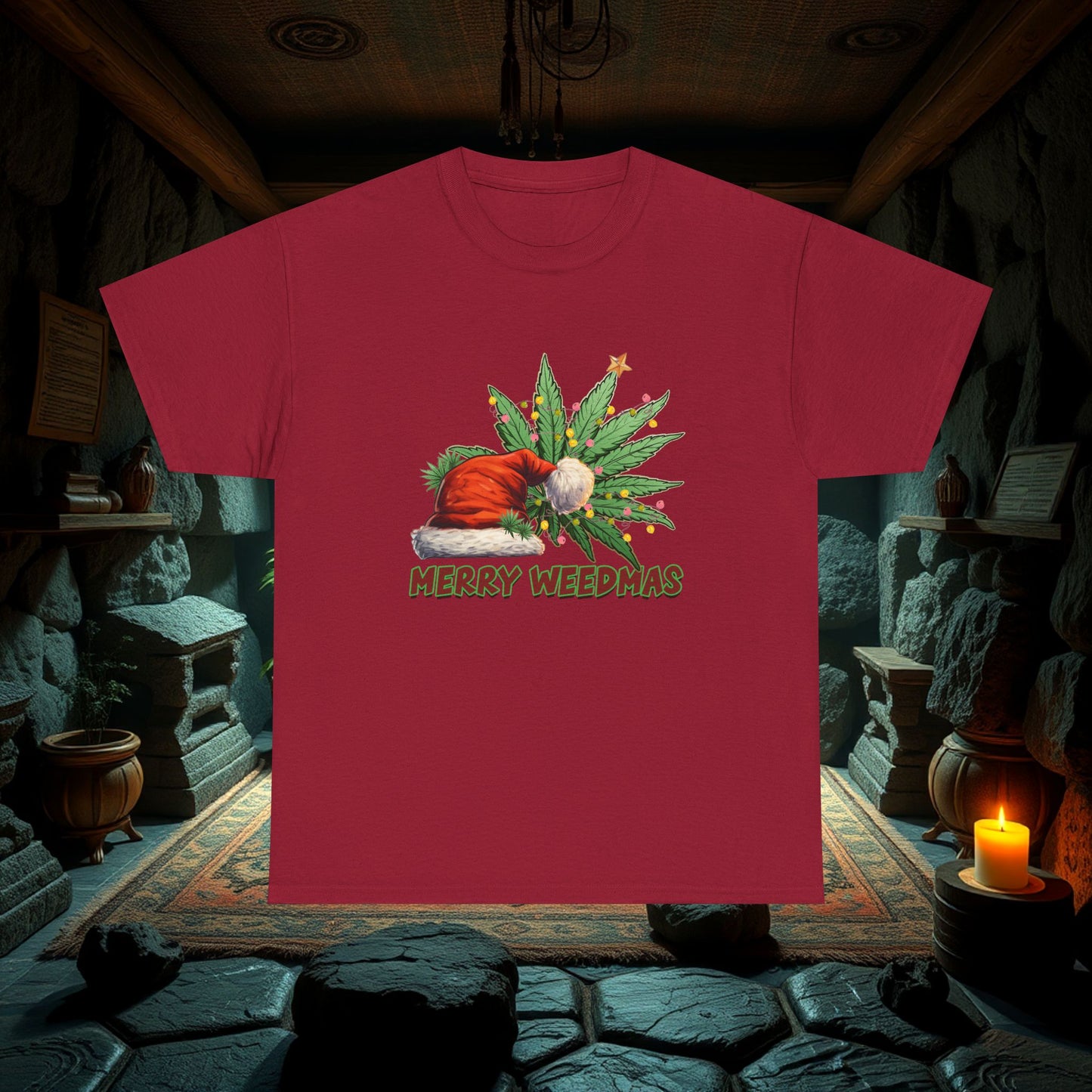 Merry Weedmas Christmas T-Shirt, Unisex Tee, Holiday Stoner Shirt, Funny Cannabis Gift, Weed Lover Apparel