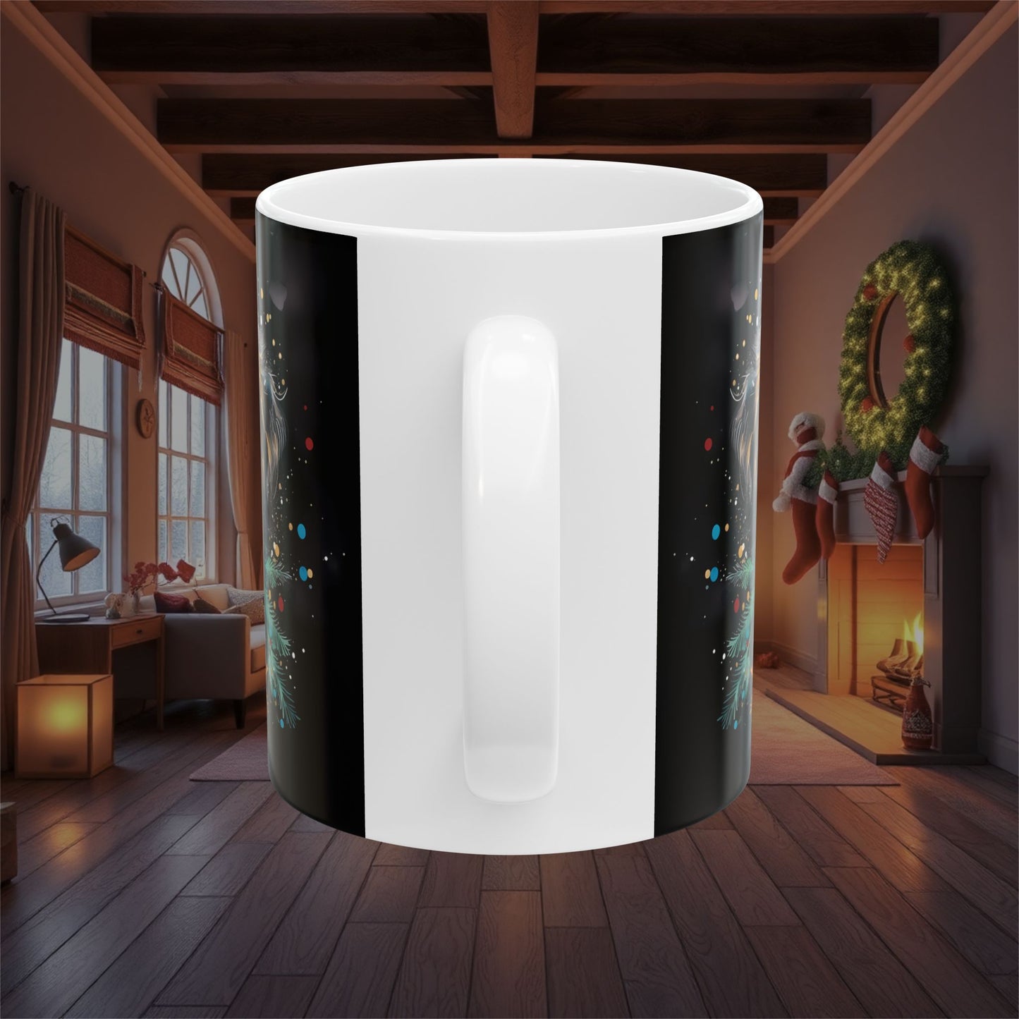 Christmas Holiday Dog Ceramic Mug, (11oz, 15oz), Festive Christmas Coffee Cup, Holiday Decor Gift, Pet Lover Stocking Stuffer, Seasonal