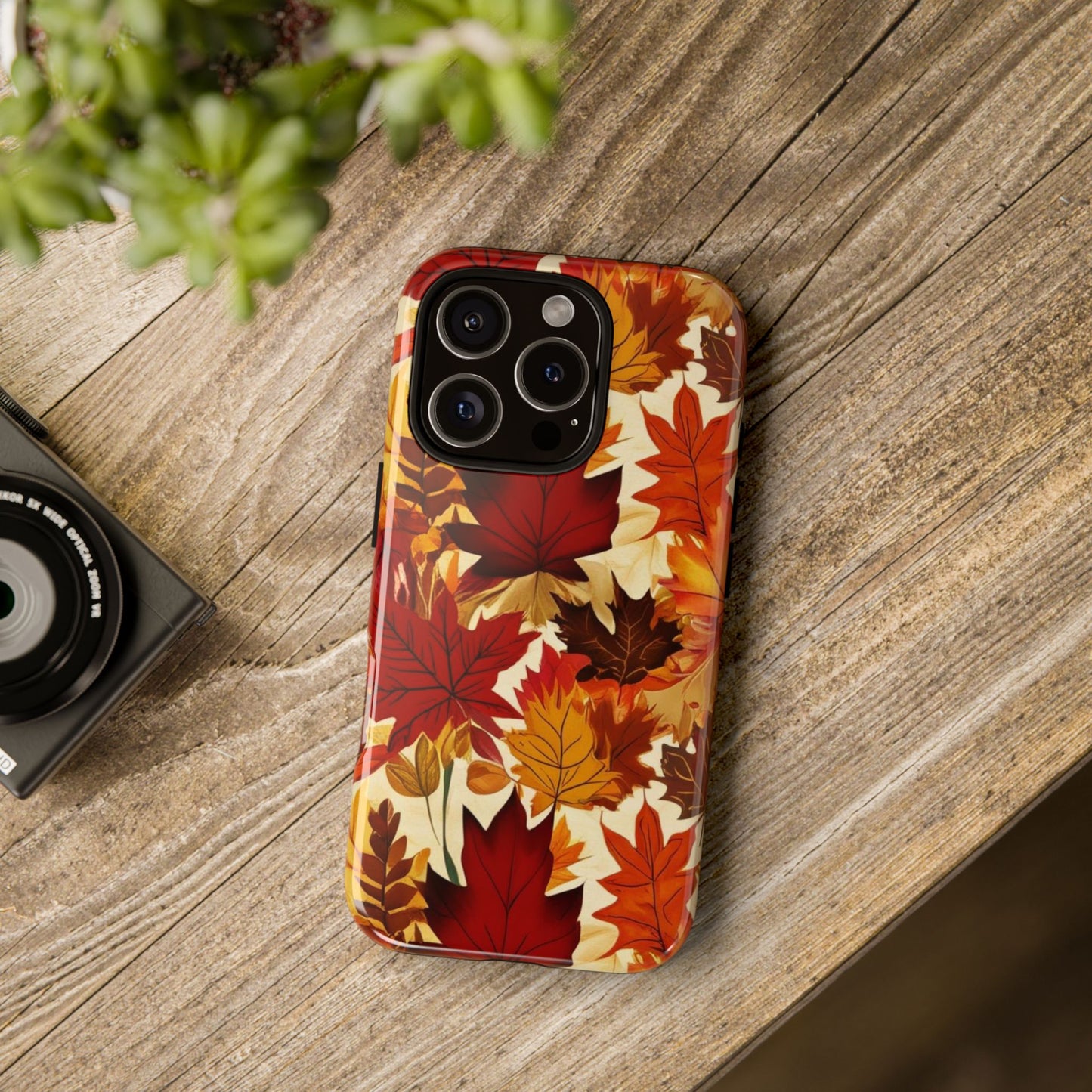 Phone Case, Autumn Leaves Tough Phone Cover, Protective Fall Leaf Colors Case, Rugged Smartphone Shell, Impact Resistant Cover, Protective