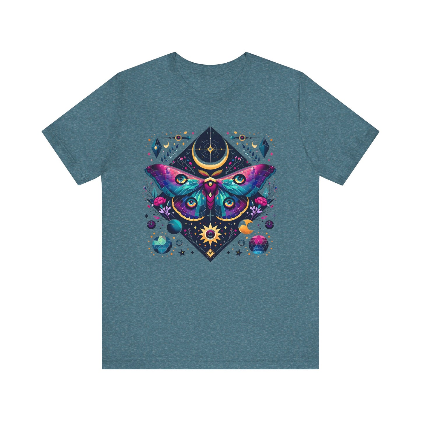 Colorful Luna Moth T-Shirt, Unisex Tee, Short Sleeve Shirt, Nature Lover Gift, Butterfly Print Shirt