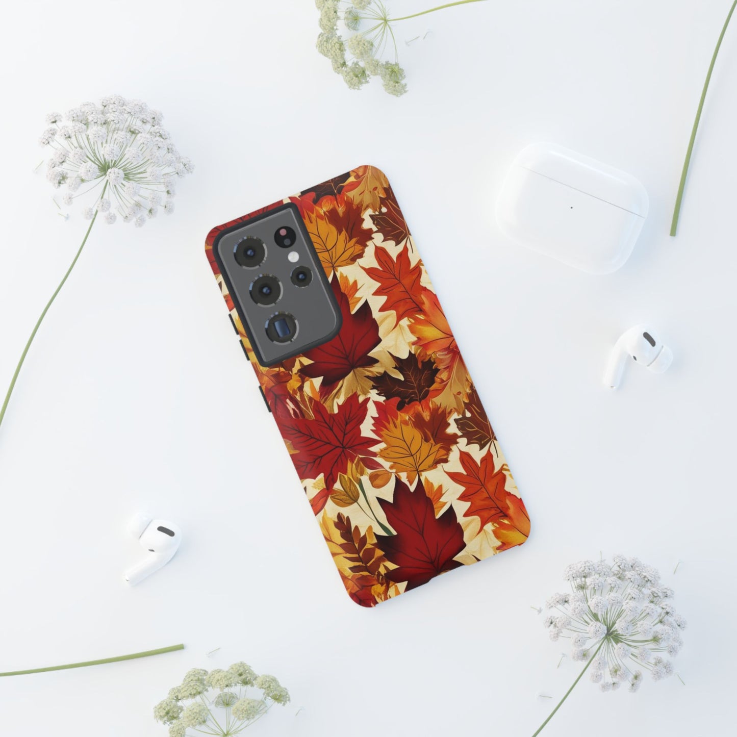 Phone Case, Autumn Leaves Tough Phone Cover, Protective Fall Leaf Colors Case, Rugged Smartphone Shell, Impact Resistant Cover, Protective