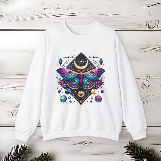 Boho Luna Moth Sweatshirt, Nature Lover Gift, Cozy Jumper, Moth Print Pullover, Bohemian Style Top, Celestial Clothing, Lunar Design