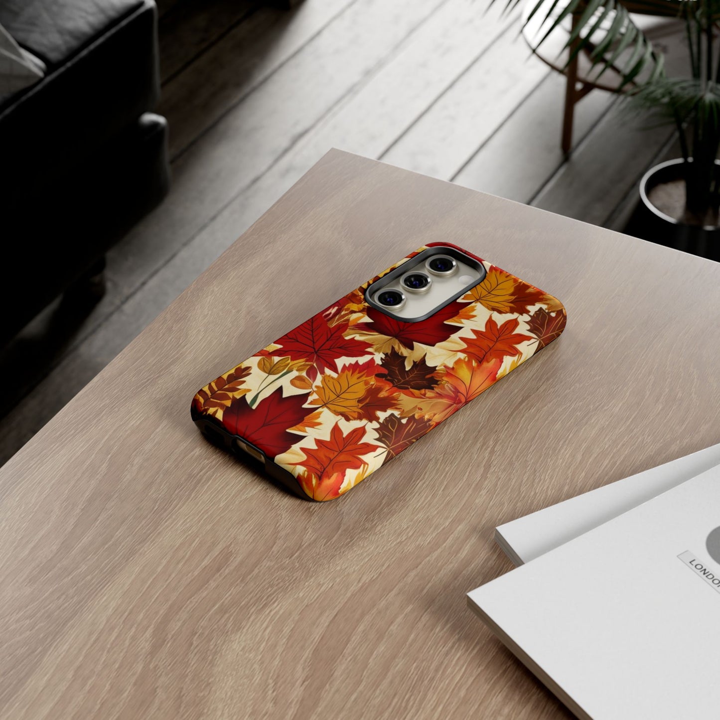 Phone Case, Autumn Leaves Tough Phone Cover, Protective Fall Leaf Colors Case, Rugged Smartphone Shell, Impact Resistant Cover, Protective