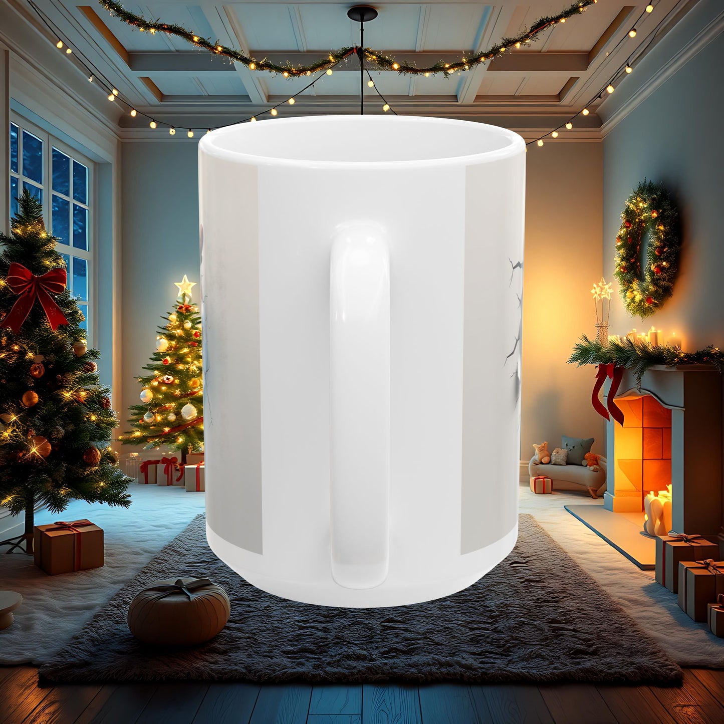 Reindeer Wall Break Ceramic Mug, Christmas Coffee Cup, Holiday Tea Mug, Festive Hot Cocoa Cup, 3D Double Sided Mug