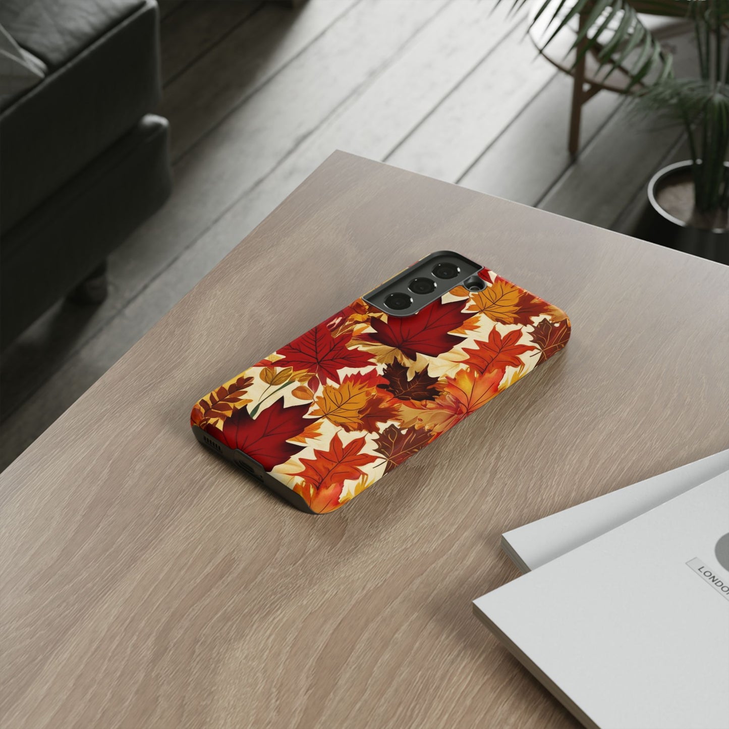 Phone Case, Autumn Leaves Tough Phone Cover, Protective Fall Leaf Colors Case, Rugged Smartphone Shell, Impact Resistant Cover, Protective