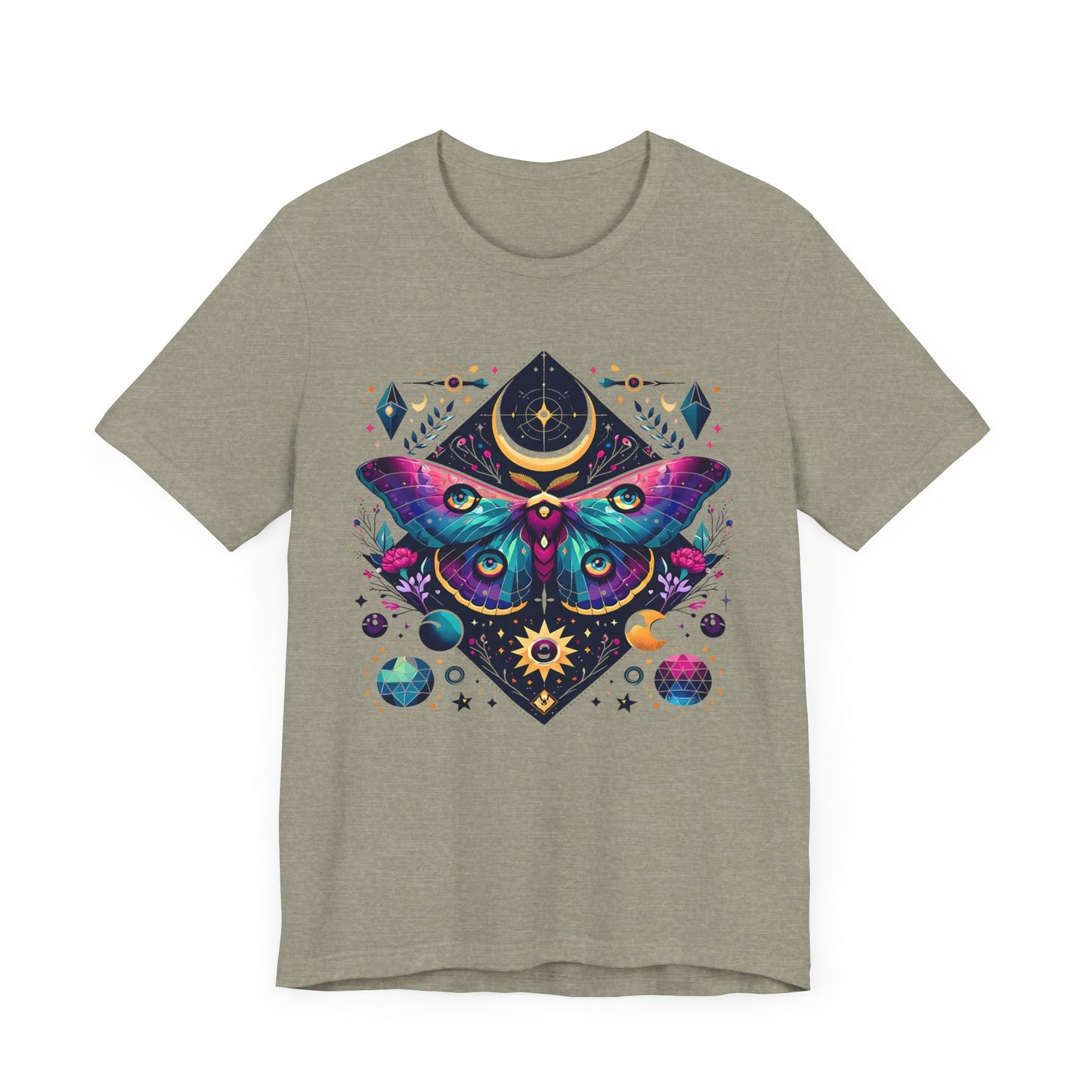 Colorful Luna Moth T-Shirt, Unisex Tee, Short Sleeve Shirt, Nature Lover Gift, Butterfly Print Shirt