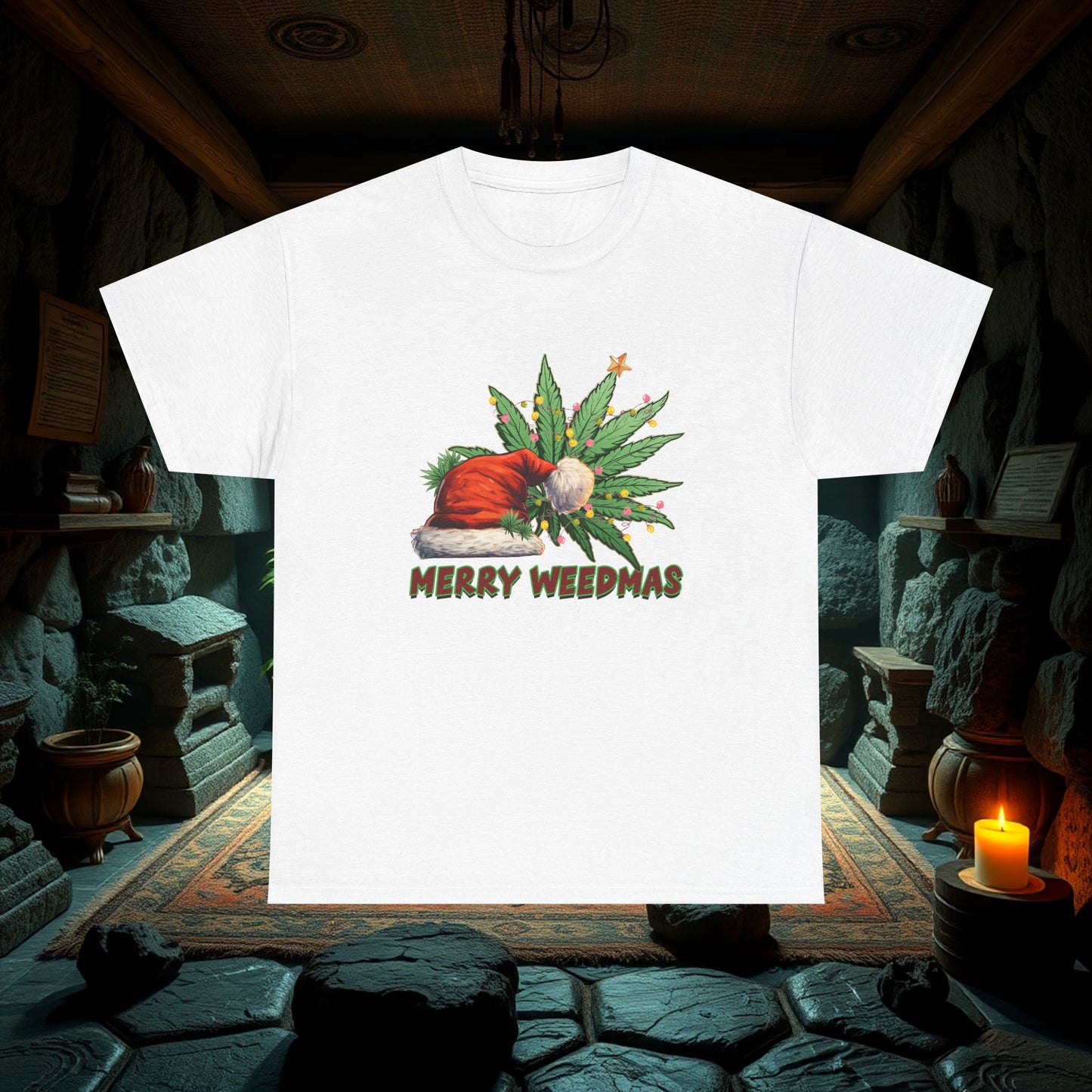 Merry Weedmas Christmas T-Shirt, Unisex Tee, Holiday Stoner Shirt, Funny Cannabis Gift, Weed Lover Apparel