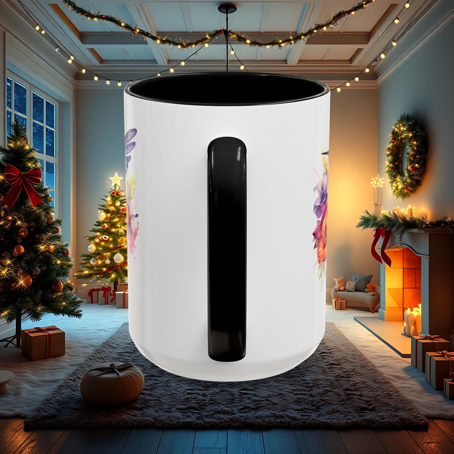 Watercolor Humming Bird Mug, Floral Bird Coffee Cup, Nature Lover Gift, Birdwatcher Mug, Unique Hand Painted Mug, 11oz 15oz Mug