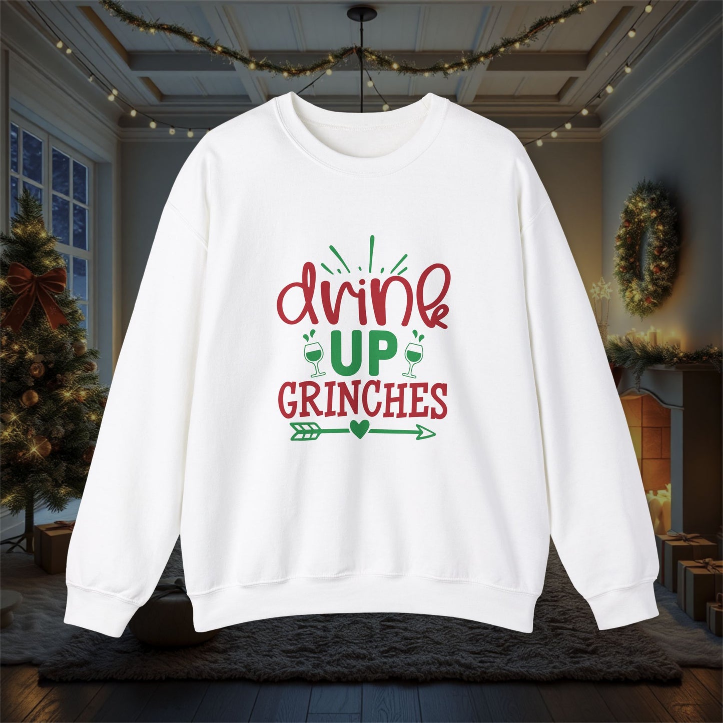 drink up grinches Sweatshirt, Funny Christmas Sweater, Holiday Apparel, Winter Jumper, Xmas Gift, Cozy Pullover