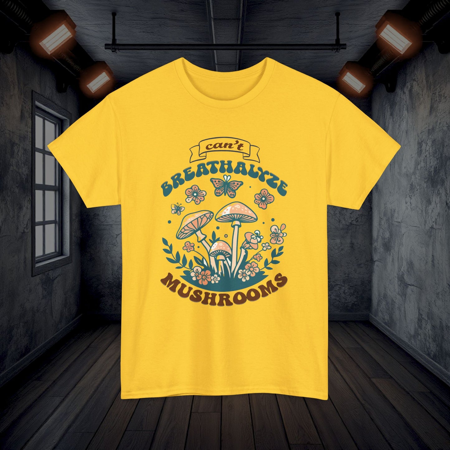 Can't Breathalyze Mushrooms Tee Shirt, Unisex Cotton Tshirt, Fungi Lover Gift, Funny Mycology Shirt, Mushroom Apparel, Botanical Clothing