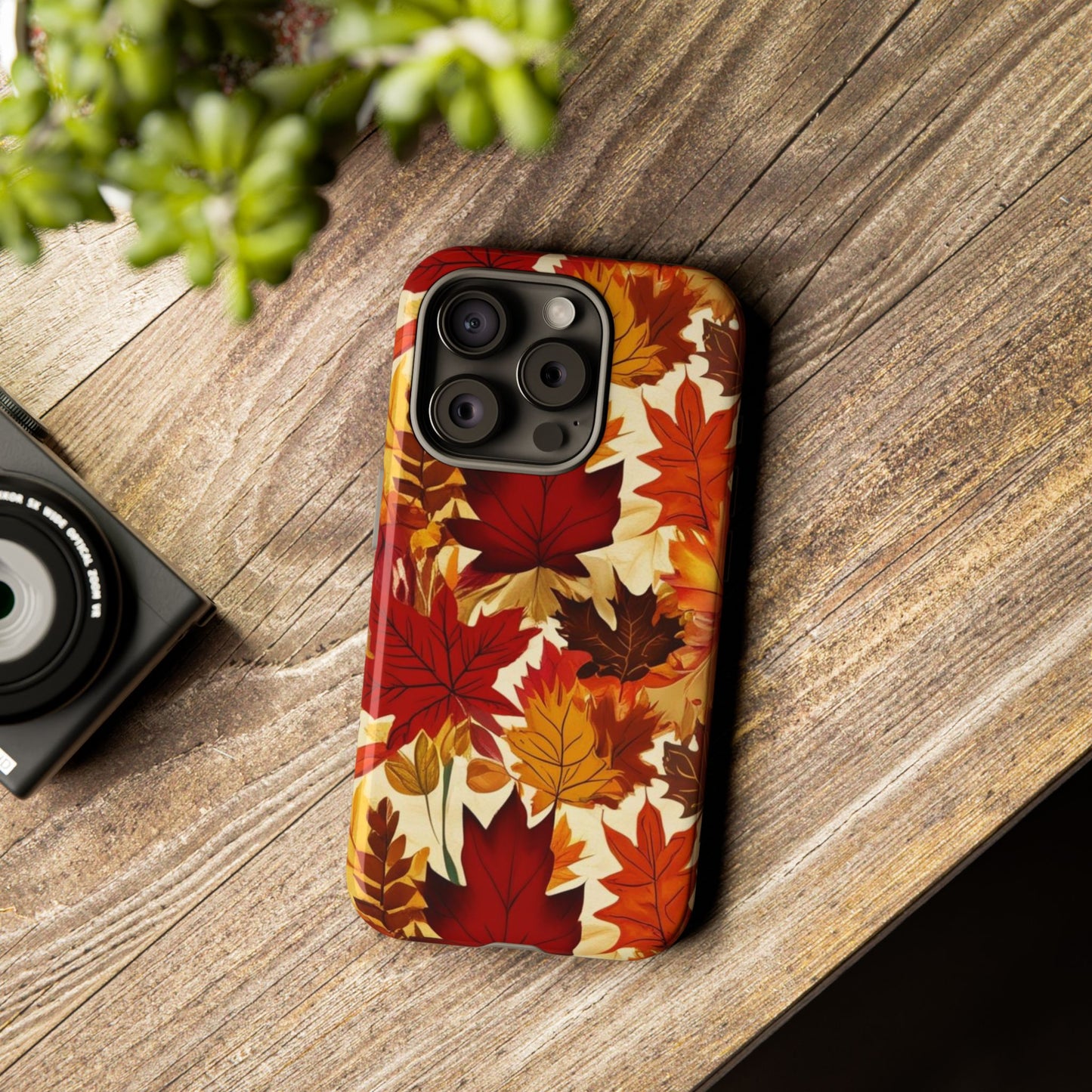 Phone Case, Autumn Leaves Tough Phone Cover, Protective Fall Leaf Colors Case, Rugged Smartphone Shell, Impact Resistant Cover, Protective