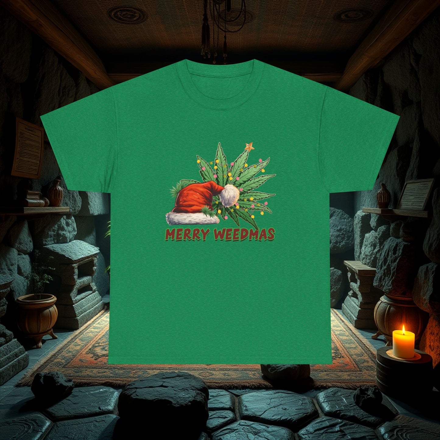 Merry Weedmas Christmas T-Shirt, Unisex Tee, Holiday Stoner Shirt, Funny Cannabis Gift, Weed Lover Apparel