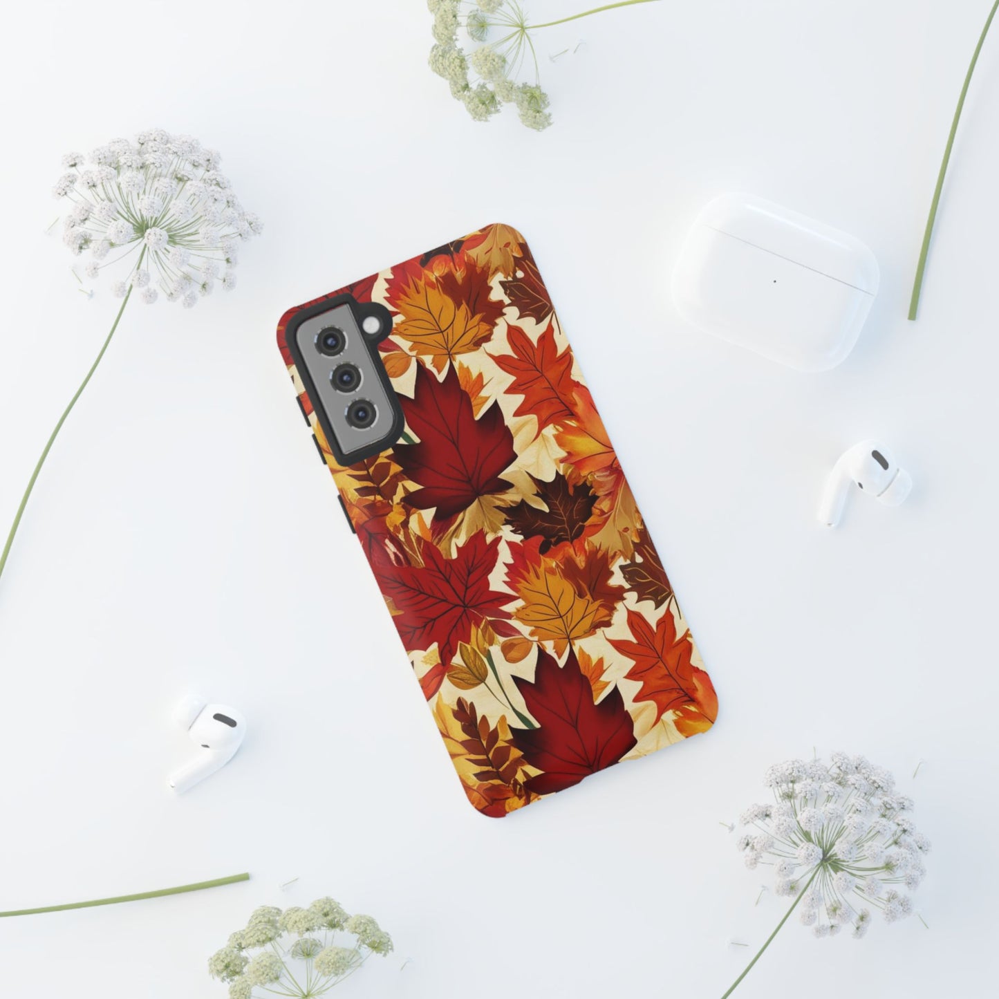 Phone Case, Autumn Leaves Tough Phone Cover, Protective Fall Leaf Colors Case, Rugged Smartphone Shell, Impact Resistant Cover, Protective