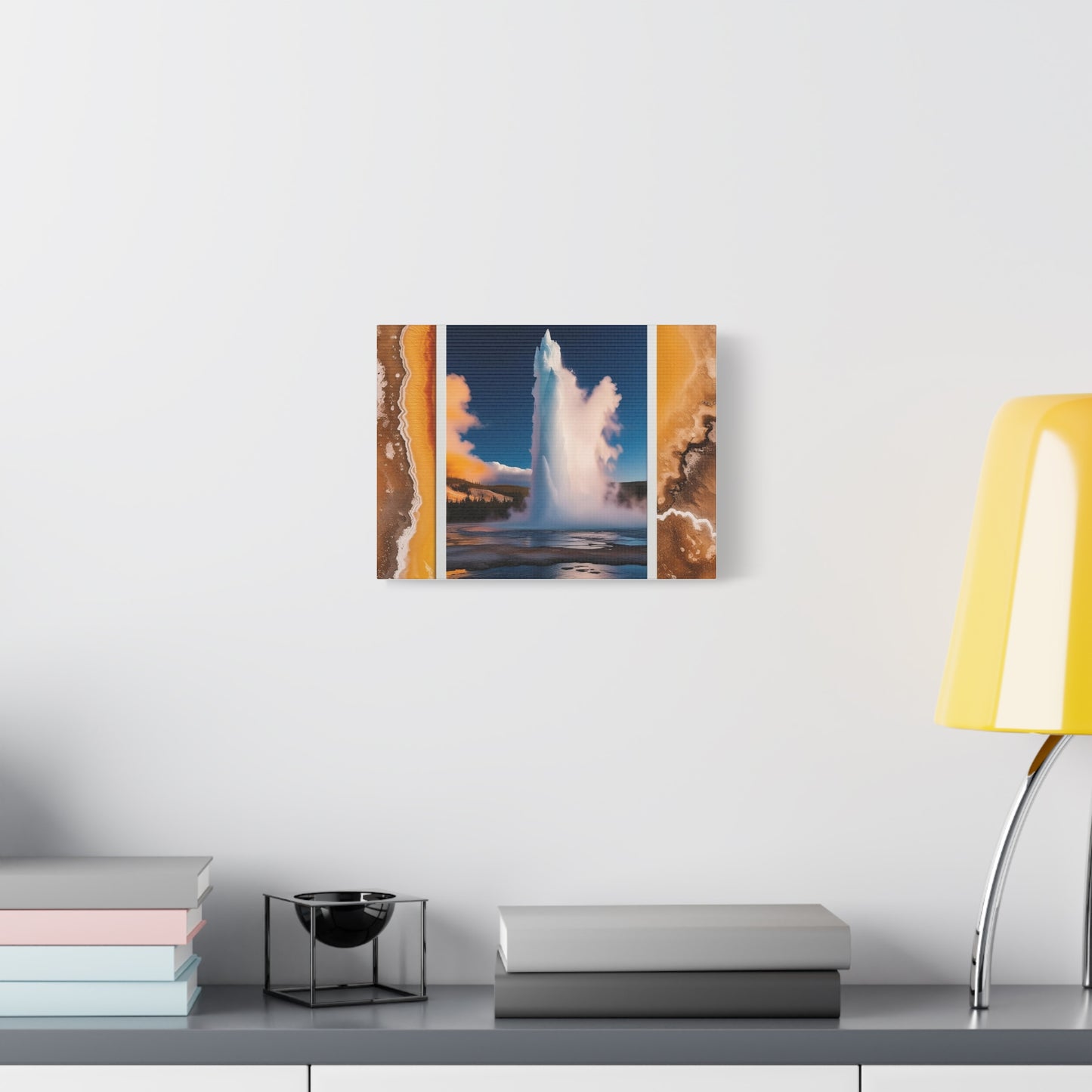 Canvas Art, Yellow Stone Geyser, Matte Print, Stretched Wall Decor, Nature Lover Gift, Home Office Decoration