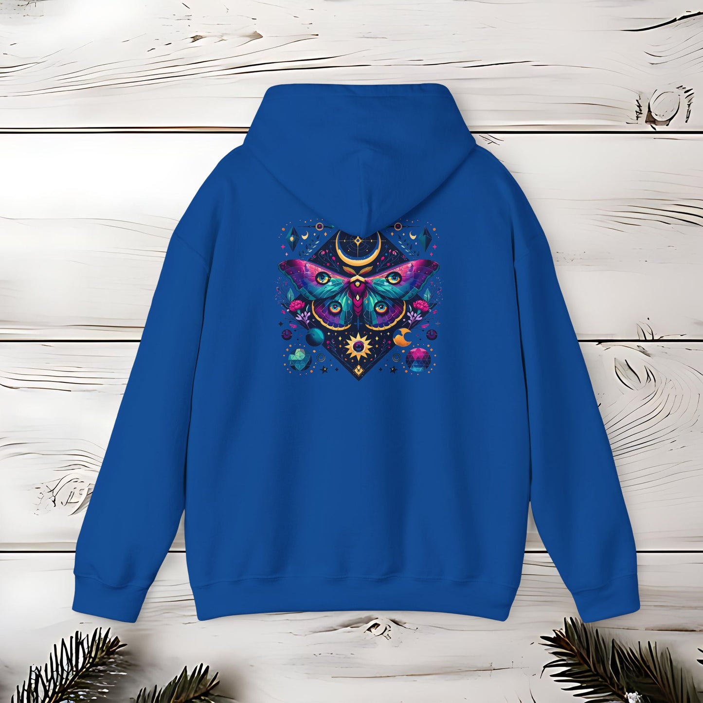 Boho Dreamy Luna Moth Hoodie, Nature Lover Gift, Cozy Pullover, Moth Print Jumper, Hippie Sweatshirt, Festival Clothing