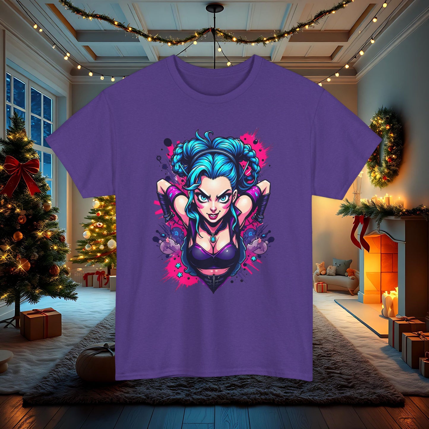 League of Legends Inspired Tee, Jinx Ready to Paint the Town Blue Graphic Shirt, Fun Gift for Gamers and Arcane Fans