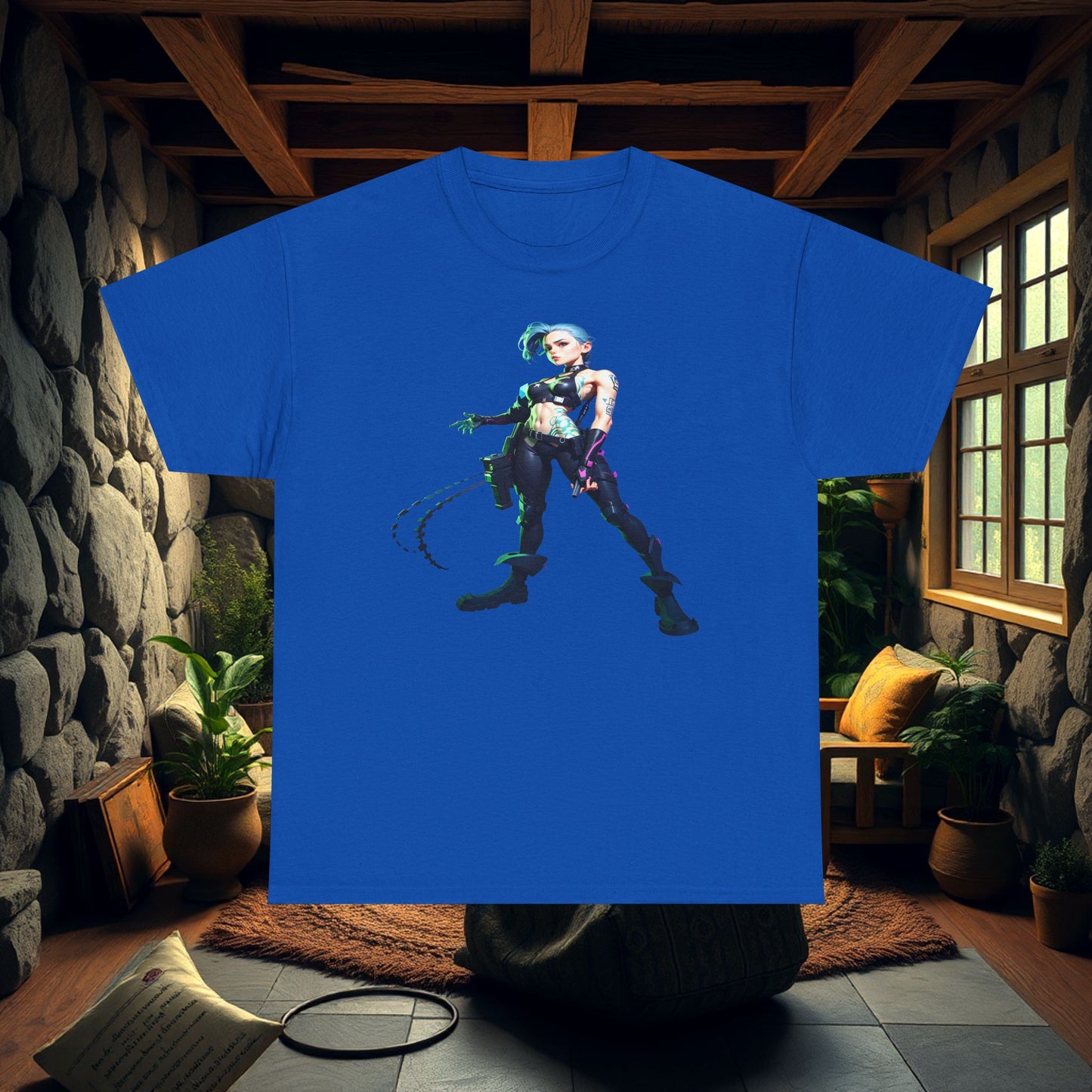 Arcane Inspired Jinx Cotton Tee, Unisex Heavy Anime Graphic T-Shirt, Arcane Gift, Jinx Shirt, Fans Shirt, Arcane Tee, Anime Cotton Tee,